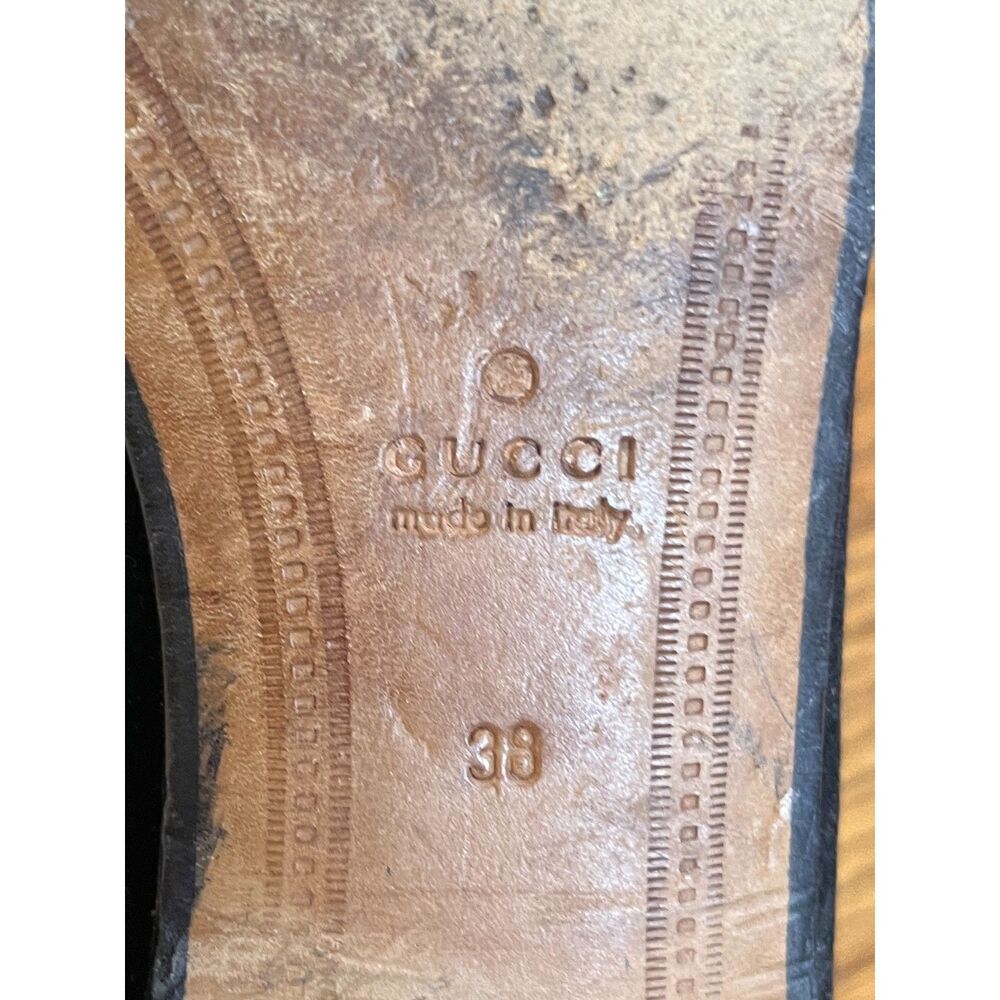 GUCCI Black Velvet Suede Horsebit Slip On Loafer Shoes Women's Size EU 38 US 7.5 - Picture 8 of 12